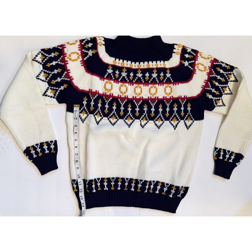 Vintage 70's JC Penney Mock Neck Knit Ski Sweater  Men's Fair Aisle Medium - Picture 8 of 8